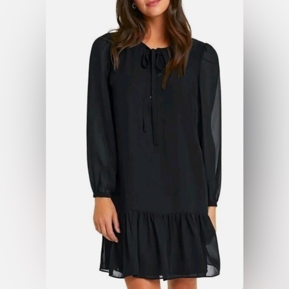 NWT Draper James Black Long Sleeve Shift Dress - S